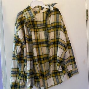 Yellow and teal flannel